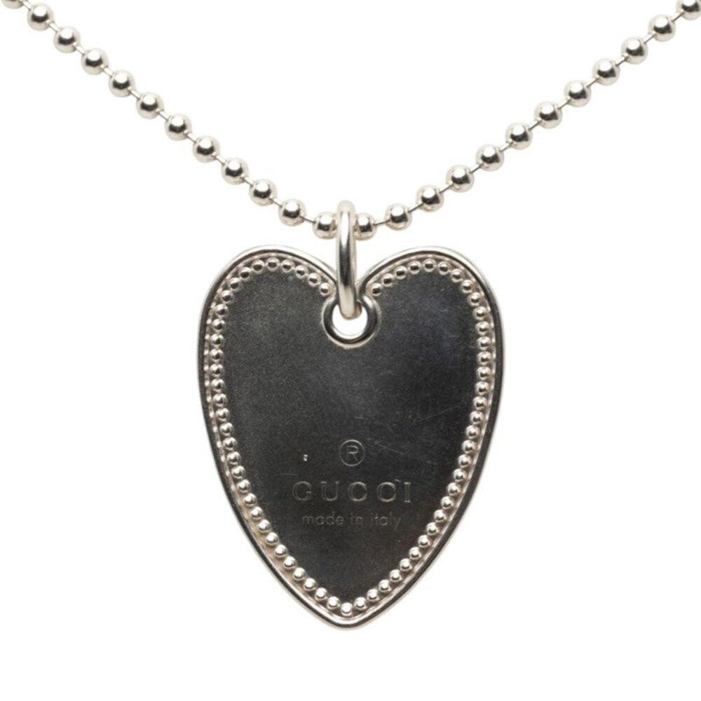 Gucci Heart Ball Chain Sterling Silver 925 Necklace